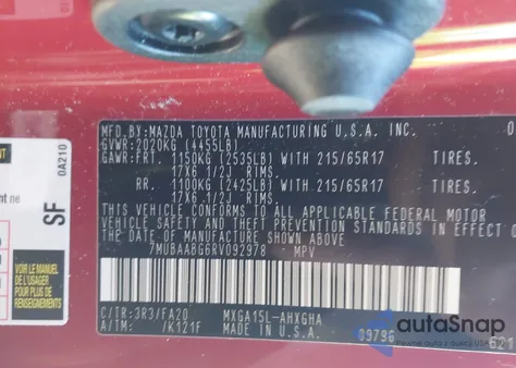 2024 Toyota Corolla Cross Le from USA, damaged, VIN 7MUBAABG6RV092978